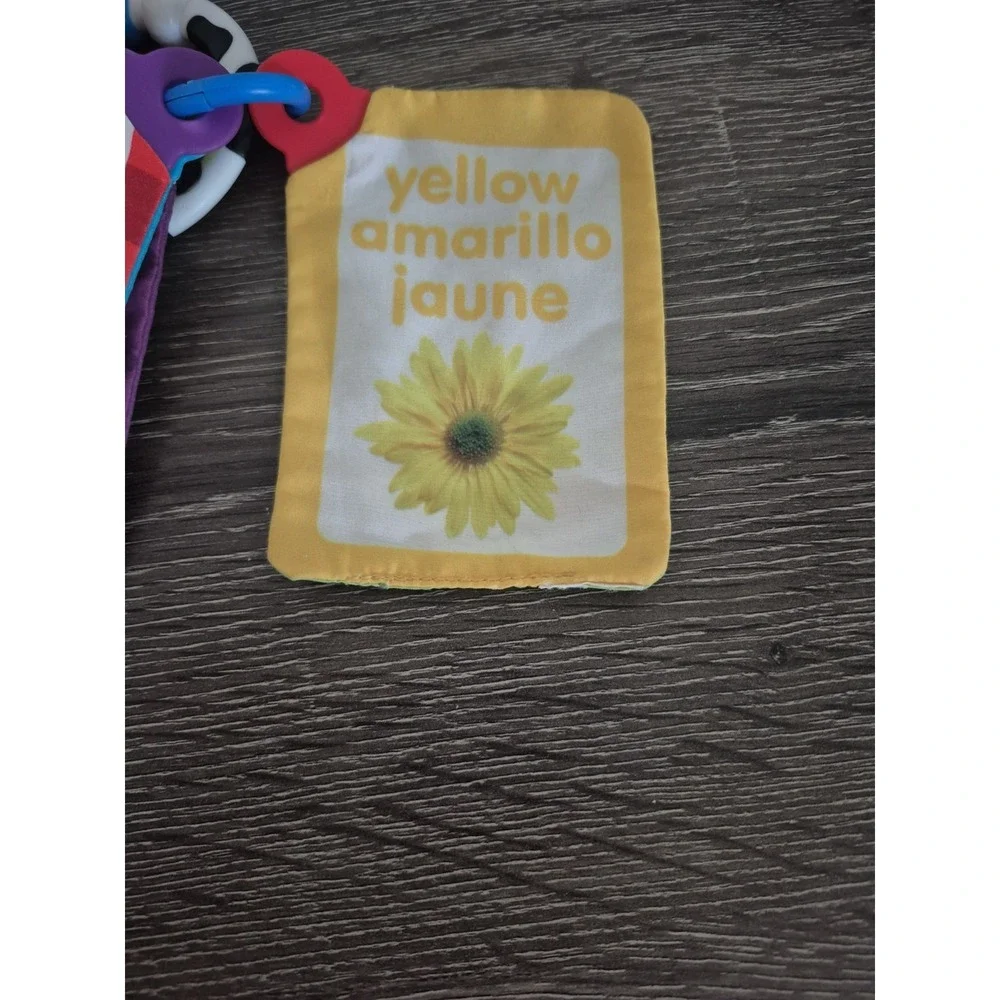 BABY EINSTEIN Take Along Discovery Cards Clip-on 10 Images Crinkle Teether Toy.